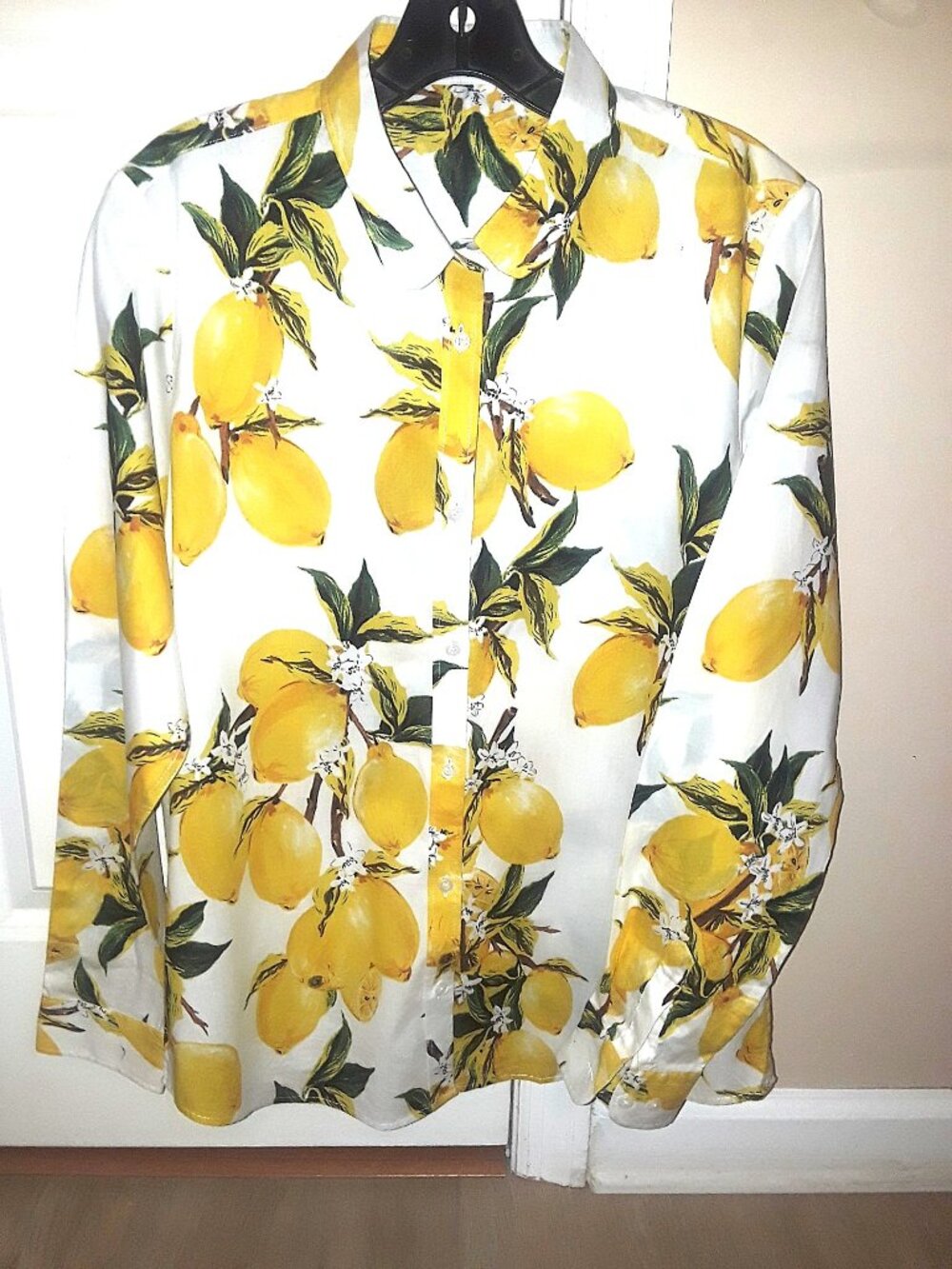 NEW greatest designer lemon print floral shirt blouse - Picture 3 of 5
